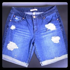 Refuge Distressed Denim Bermuda Shorts